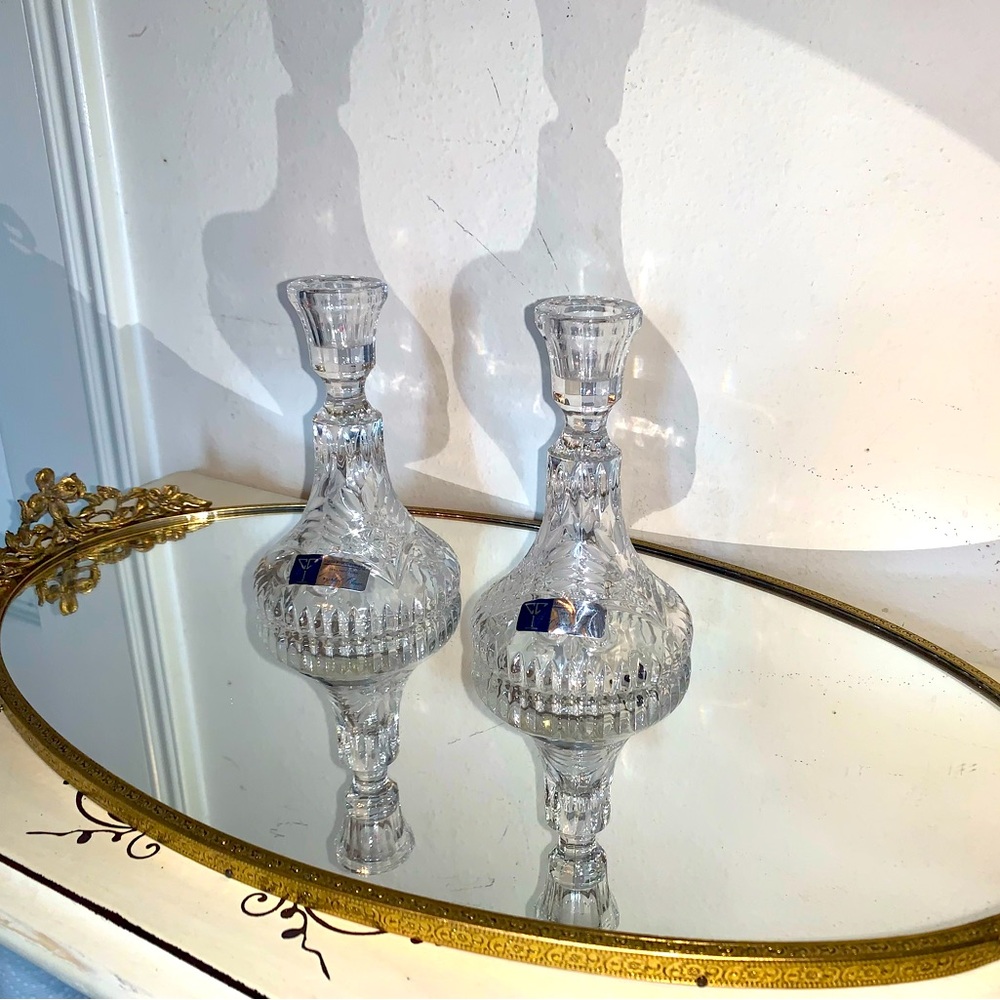 Crystal candlestick pair